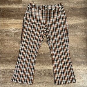 CAbi Womens Plaid Pants - Brown, Black, and White
